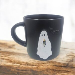 Pottery Barn Scary Squad Black Ceramic Halloween Mug Ghost With Candle